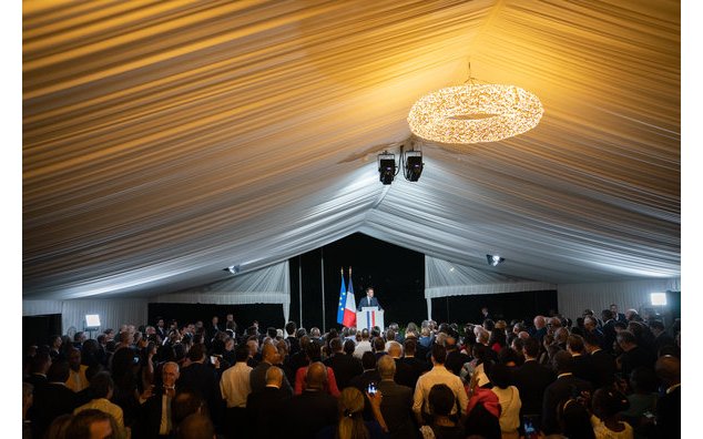 Le Président Emmanuel MACRON devant la communauté française, Case de Gaulle, le vendredi 3 mars 2023